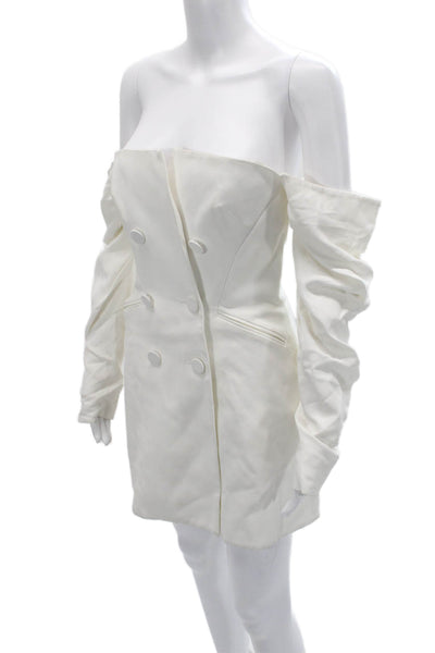 Acler Womens Mini Jacket Dress White Button Polyester Blend Size S