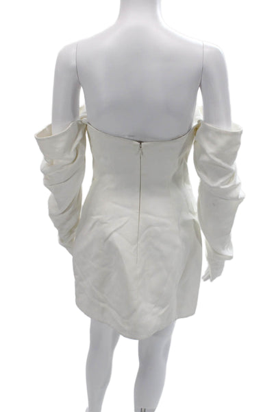 Acler Womens Mini Jacket Dress White Button Polyester Blend Size S