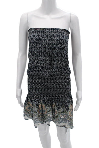 Blue Life Women Mini Sundress Black Floral Paisley Viscose Sleeveless Size L