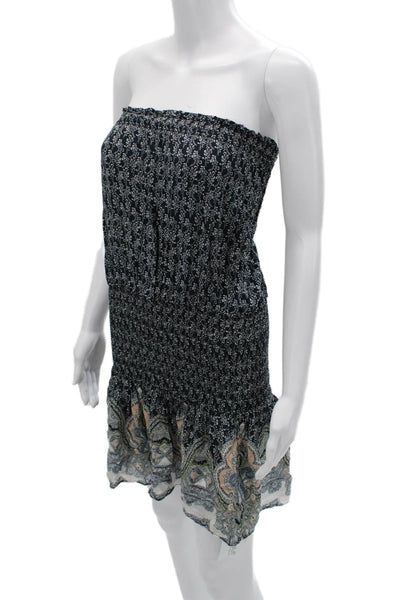 Blue Life Women Mini Sundress Black Floral Paisley Viscose Sleeveless Size L