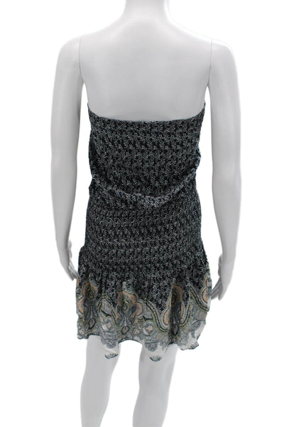 Blue Life Women Mini Sundress Black Floral Paisley Viscose Sleeveless Size L