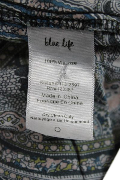 Blue Life Women Mini Sundress Black Floral Paisley Viscose Sleeveless Size L