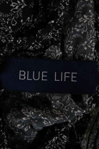 Blue Life Women Mini Sundress Black Floral Paisley Viscose Sleeveless Size L