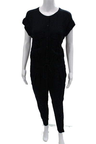 A.L.C. Womens Jumpsuit Black Short Sleeve Round Neck Petites Size S