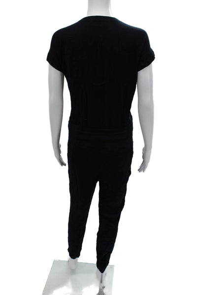A.L.C. Womens Jumpsuit Black Short Sleeve Round Neck Petites Size S