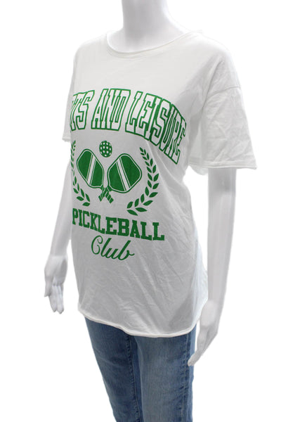 Show Me Your Mumu Women White Cotton Graphic T-Shirt Short Sleeve Size XS