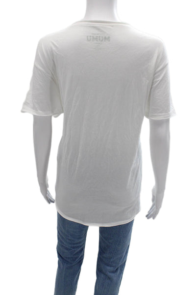 Show Me Your Mumu Women White Cotton Graphic T-Shirt Short Sleeve Size XS