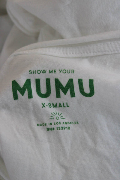 Show Me Your Mumu Women White Cotton Graphic T-Shirt Short Sleeve Size XS