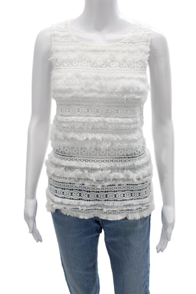 Generation Love Womens Boho Cotton Sleeveless Tank Round Neck White Size M