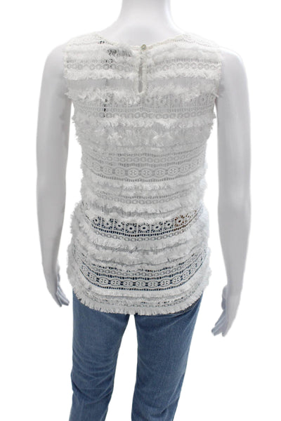 Generation Love Womens Boho Cotton Sleeveless Tank Round Neck White Size M