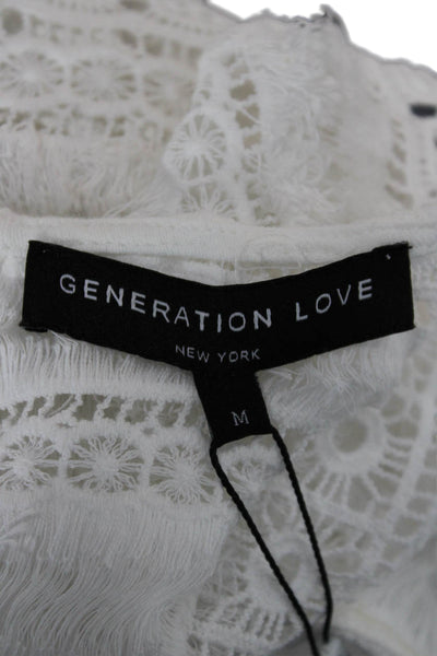 Generation Love Womens Boho Cotton Sleeveless Tank Round Neck White Size M