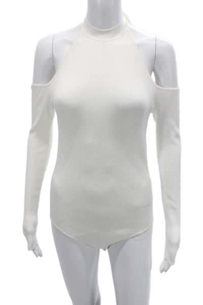 Cushnie Et Ochs Womens Cotton Mock Neck Tie Sweater White Size M