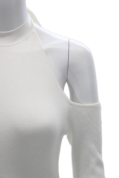 Cushnie Et Ochs Womens Cotton Mock Neck Tie Sweater White Size M