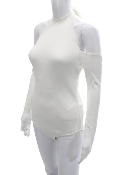 Cushnie Et Ochs Womens Cotton Mock Neck Tie Sweater White Size M