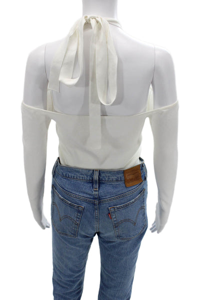 Cushnie Et Ochs Womens Cotton Mock Neck Tie Sweater White Size M