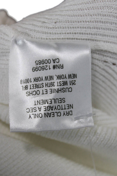 Cushnie Et Ochs Womens Cotton Mock Neck Tie Sweater White Size M