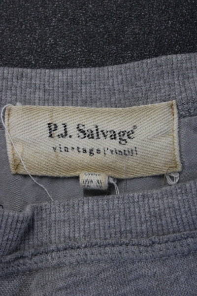 PJ Salvage Women Pullover Sweatshirt Gray Crew Neck Long Sleeve Size XS