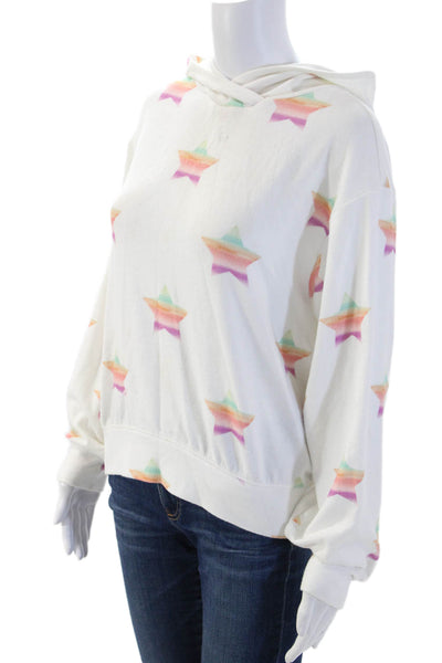 PJ Salvage Women Pullover Hoodie White Drawstring Long Sleeve Size XS