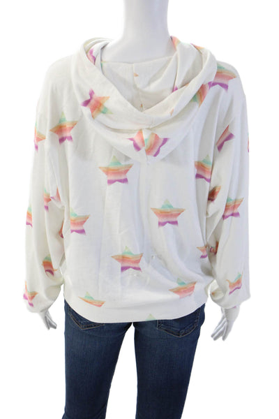 PJ Salvage Women Pullover Hoodie White Drawstring Long Sleeve Size XS
