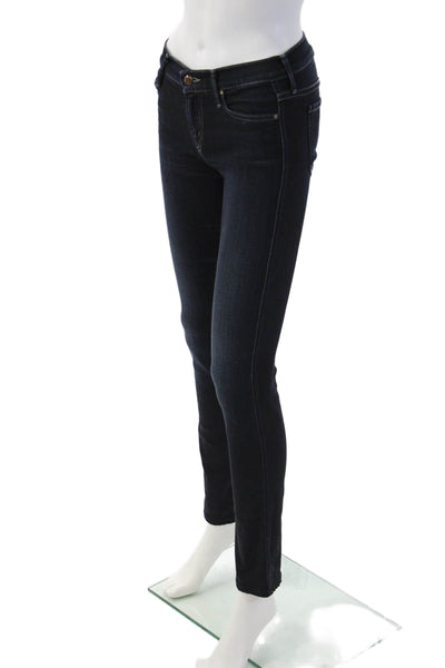 Mother Womens Dark Blue Skinny Jeans Low Rise Inseam 30 Size 24
