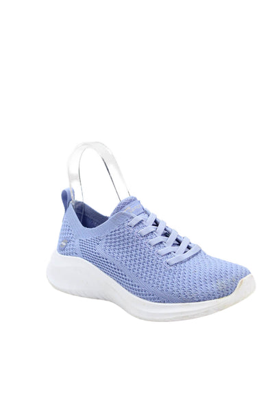 Sketchers Womens Mesh Slip On Elastic Lace Athletic Sneakers Blue Size 5