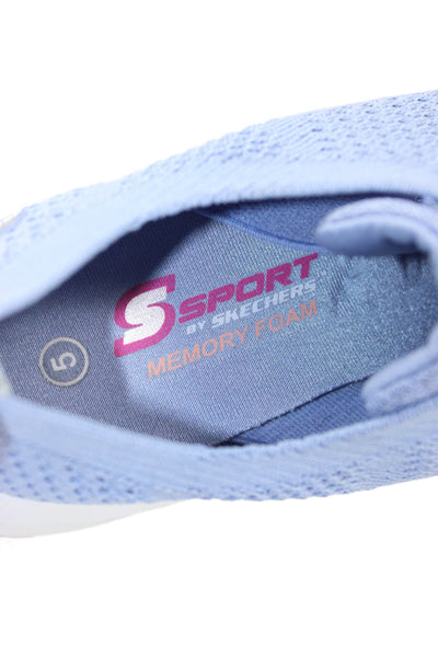 Sketchers Womens Mesh Slip On Elastic Lace Athletic Sneakers Blue Size 5
