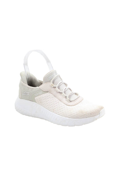 Sketchers Womens Mesh Slip On Elastic Lace Athletic Sneakers Beige Size 5