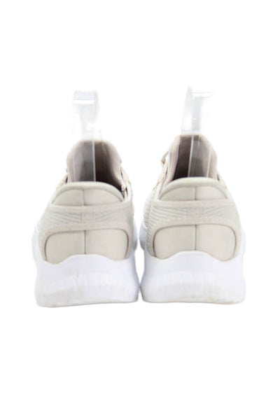 Sketchers Womens Mesh Slip On Elastic Lace Athletic Sneakers Beige Size 5