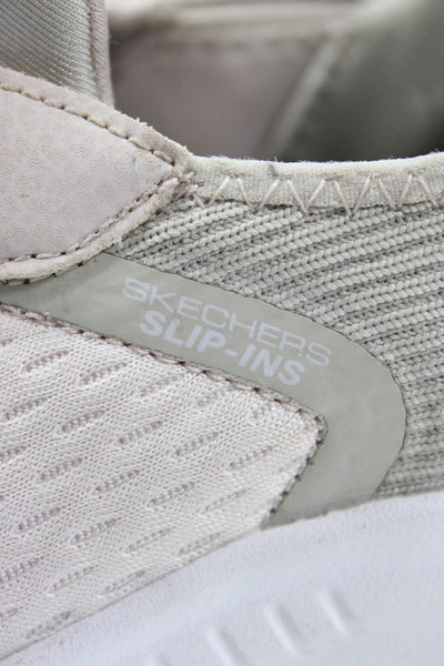 Sketchers Womens Mesh Slip On Elastic Lace Athletic Sneakers Beige Size 5