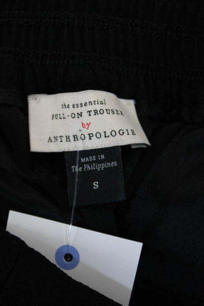 Anthropologie Women Black Ankle Cropped Pants 100% Polyester Size S