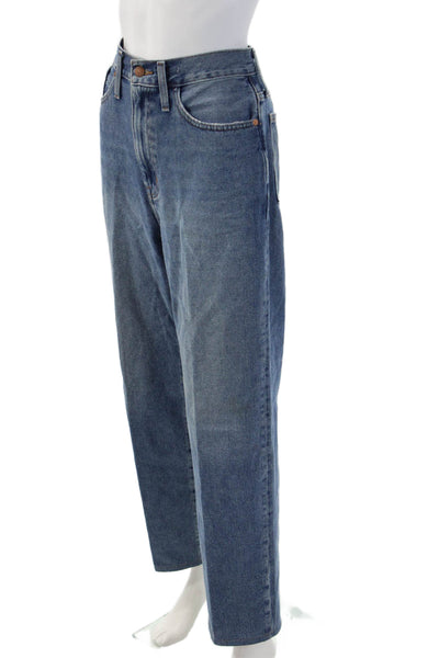 Madewell Women Straight Jeans High Rise Blue 100% Cotton Button Size 27