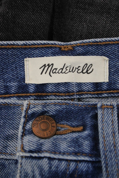 Madewell Women Straight Jeans High Rise Blue 100% Cotton Button Size 27