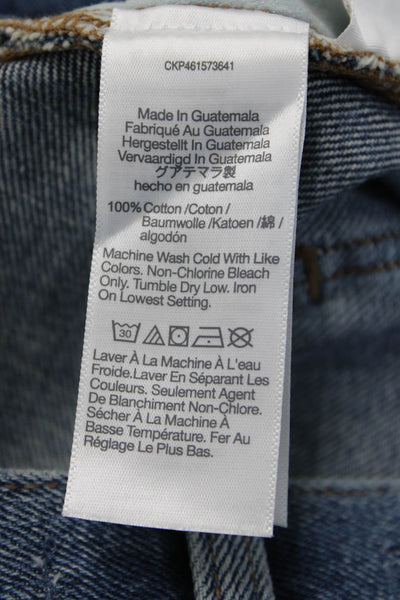 Madewell Women Straight Jeans High Rise Blue 100% Cotton Button Size 27
