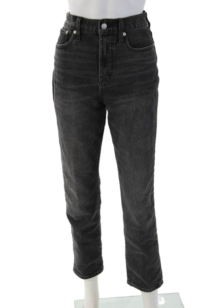 Madewell Women High Rise Mom Ankle Cropped Jeans Dark Gray Size 26