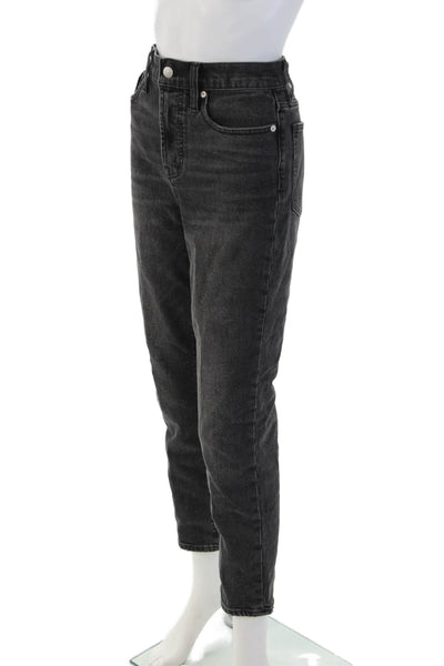 Madewell Women High Rise Mom Ankle Cropped Jeans Dark Gray Size 26