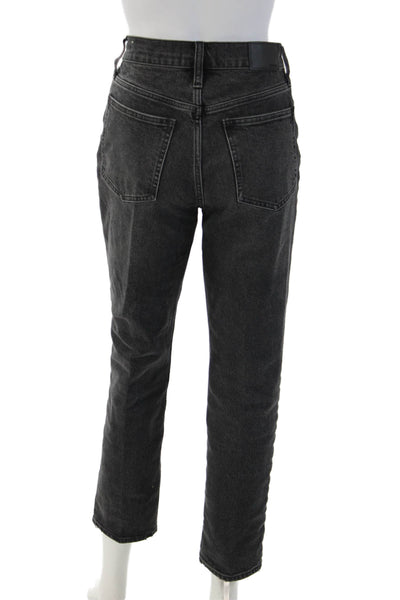 Madewell Women High Rise Mom Ankle Cropped Jeans Dark Gray Size 26