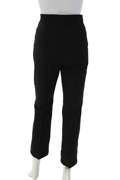 Porto Womens Ankle Cropped Pants Black Zip Solid Classic Size 1