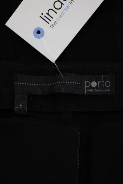 Porto Womens Ankle Cropped Pants Black Zip Solid Classic Size 1