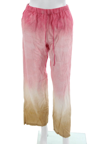 Zara Women Pink Linen Drawstring Sweatpants Inseam 28 Size XS