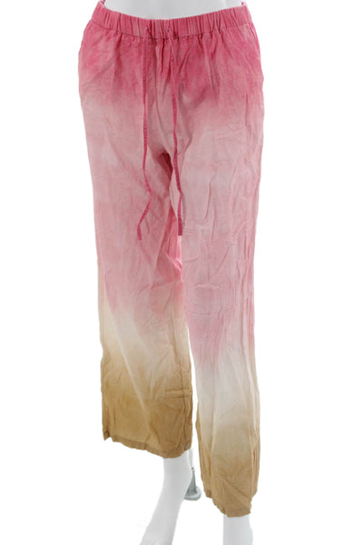 Zara Women Pink Linen Drawstring Sweatpants Inseam 28 Size XS