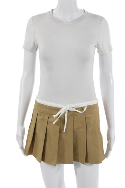 Lioness Womens Pleated Mini Skirt Beige 70% Polyester 30% Viscose Size XS