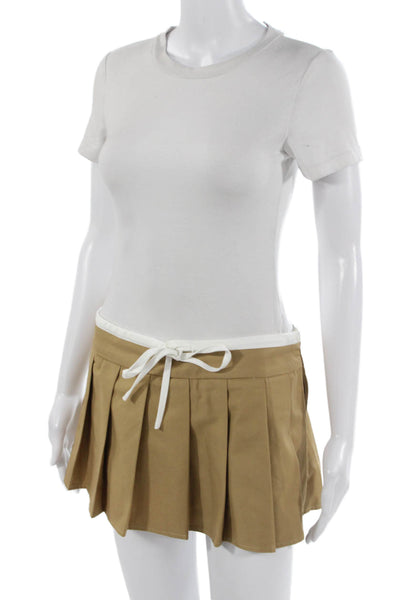 Lioness Womens Pleated Mini Skirt Beige 70% Polyester 30% Viscose Size XS