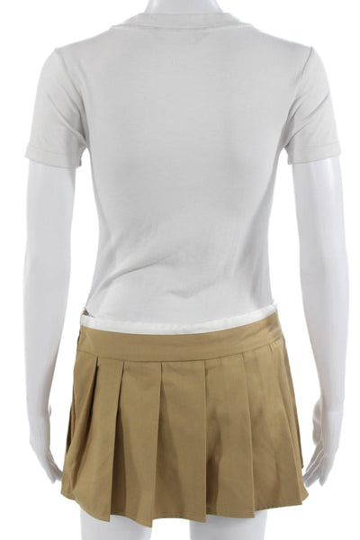 Lioness Womens Pleated Mini Skirt Beige 70% Polyester 30% Viscose Size XS