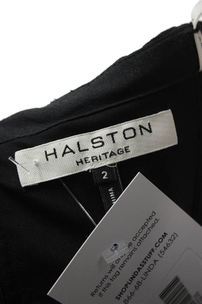 Halston Women Black Sheath Dress Sleeveless Mid-Calf Zip Size 2