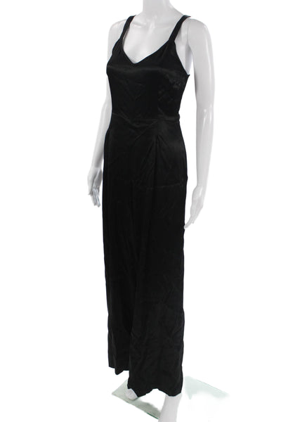 Tracy Reese Womens Slip Dress Black V Neck Sleeveless Zip Petite Size S