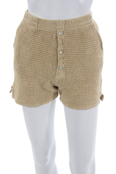 Donni Unisex Beige Cotton Beach Button Shorts Spring Size S