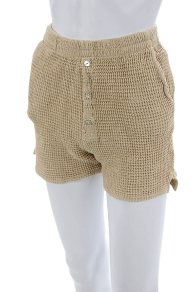 Donni Unisex Beige Cotton Beach Button Shorts Spring Size S