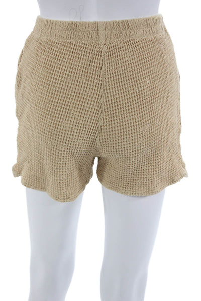 Donni Unisex Beige Cotton Beach Button Shorts Spring Size S