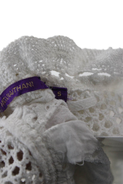 Amita Naithani Unisex White Floral Cotton Bohemian Button Shorts Size S