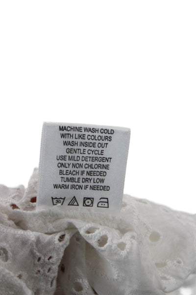 Amita Naithani Unisex White Floral Cotton Bohemian Button Shorts Size S